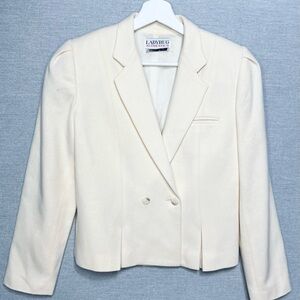 Vintage Ladybug Women's Cream Crop Wool Blazer